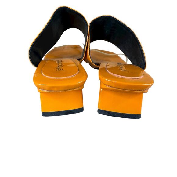 Jeffrey Campbell Clear Strap Orange Patent Leather Mules Sandals Heels 7 - Picture 7 of 10